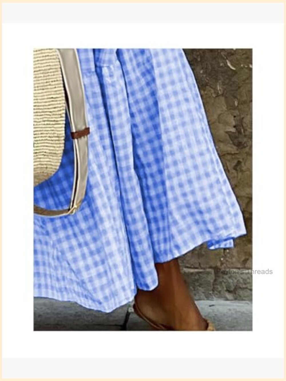Square Neck Plaid Smocked Dress Ruffle Sleeveless Maxi Long Dress - Picture 4 of 5